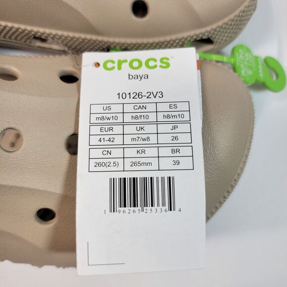 Crocs Baya Classic Unisex Clogs Shoes 10126-2v3 Size Men\'s 8/Women\'s 10 Tan